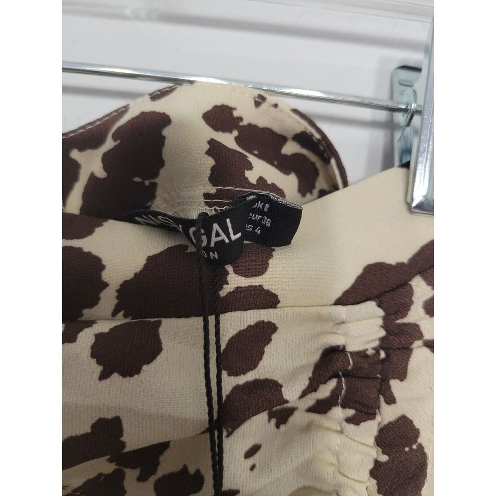 Nasty Gal Ruched Skirt Size 4 Small Ruched‎ Mink Cowprint NWT - Picture 5 of 6